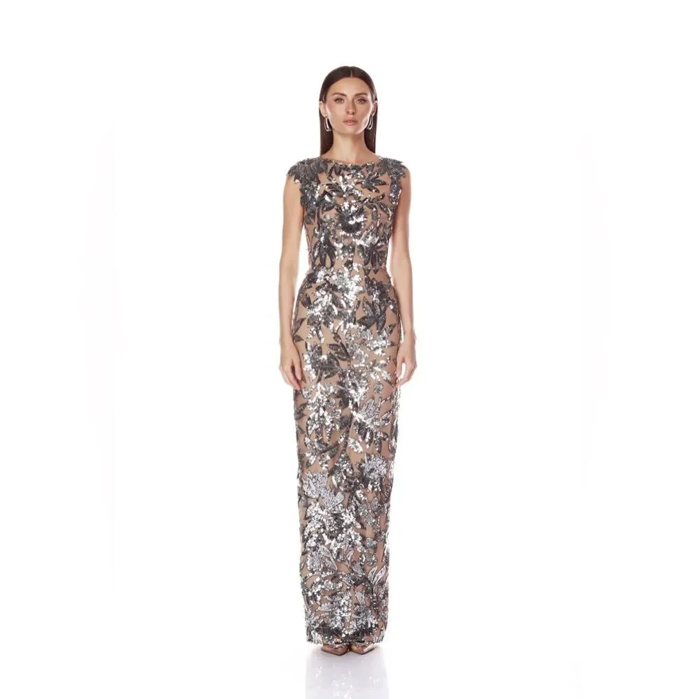 NWOT BRONX AND BANCO Violet Maxi Dress in Dark Silver, wedding guest dress - Picture 11 of 16
